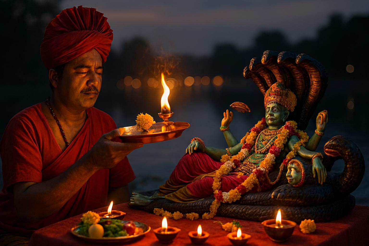 Lord Vishnu is worshipped on Anant Chaturdashi by devotees