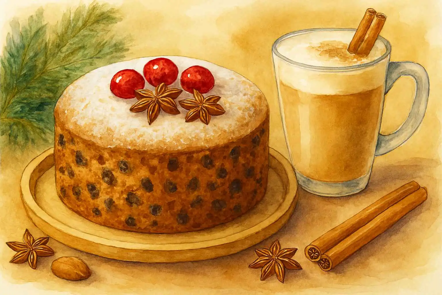 CHRISTMAS CAKE AND CINNAMON LATTE RECIPE