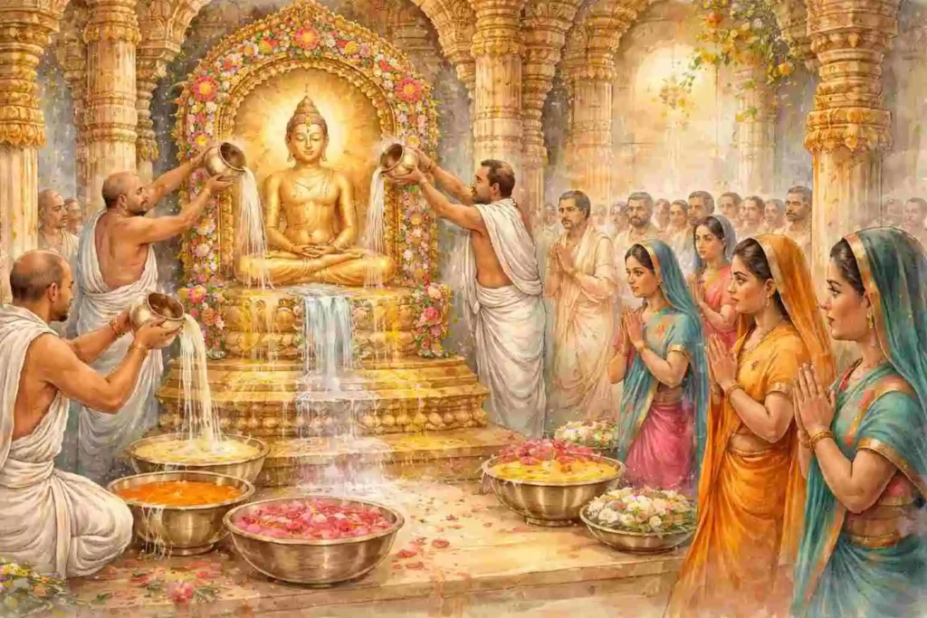 Mahavir Jayanti 2026 Date Revealed: 5 Life-Changing Teachings of Bhagwan Mahavir for a Meaningful Life 2 ABHISHEK WITH MILK AND WATER ON MAHAVIR JAYANTI 2026