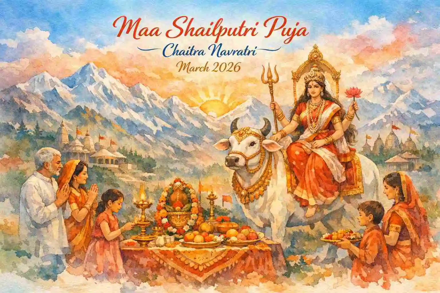 Maa Shailputri Puja Chaitra Navratri 2026 - Day 1 of nine day long sacredness