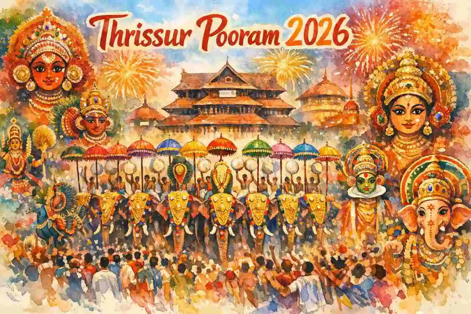 Thrissur Pooram 2026- The Most beautiful and Vibrant Festival to be celebrated on the 26th of April 2026